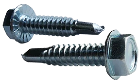 [4000 BULK] Self Drilling Screws Unslotted Hex Washer Serrated #3 Point Zinc Plated 1/4-14 X 1