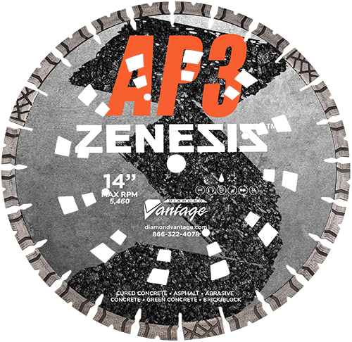 Diamond Vantage 2414EDUZX4-AP3 | 24" x 0.140" Diamond Blade for All Purpose/Combo-Concrete And Asphalt | ZENESIS AP3 14mm Segments
