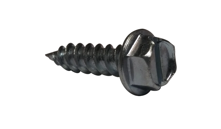 [4000 BULK] Self Piercing Screws | Indented Hex Washer Head | Slotted Drive | Steel Zinc Plated | #10 X 3/4