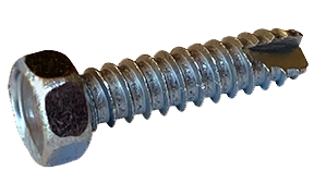 [2000 BULK] Type 25 Thread Cutting Screws | Indented Hex Head | Unslotted | Steel Zinc Plated | #14 X 1