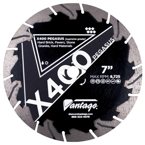 Diamond Vantage 1412PEGX4-1 | 14" x 0.125" Diamond Blade for Granite/Hard Brick/Hard Pavers | X400 PEGASUS