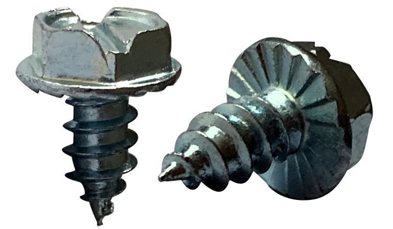 [8000 BULK] Type AB Self Tapping Sheet Metal Screws | Serrated Indented Hex Washer Head | Slotted Drive | Steel Zinc & Bake | #10 X 1/2
