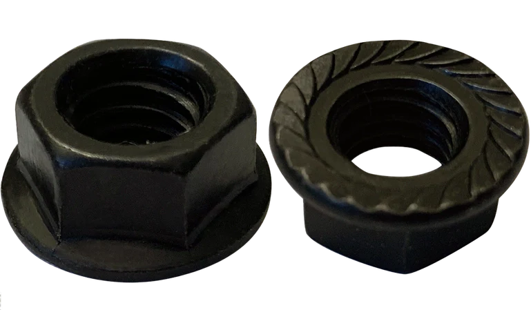 [1000 BULK] Hex Lock Nuts Serrated Flange Steel Black Zinc 3/8-16