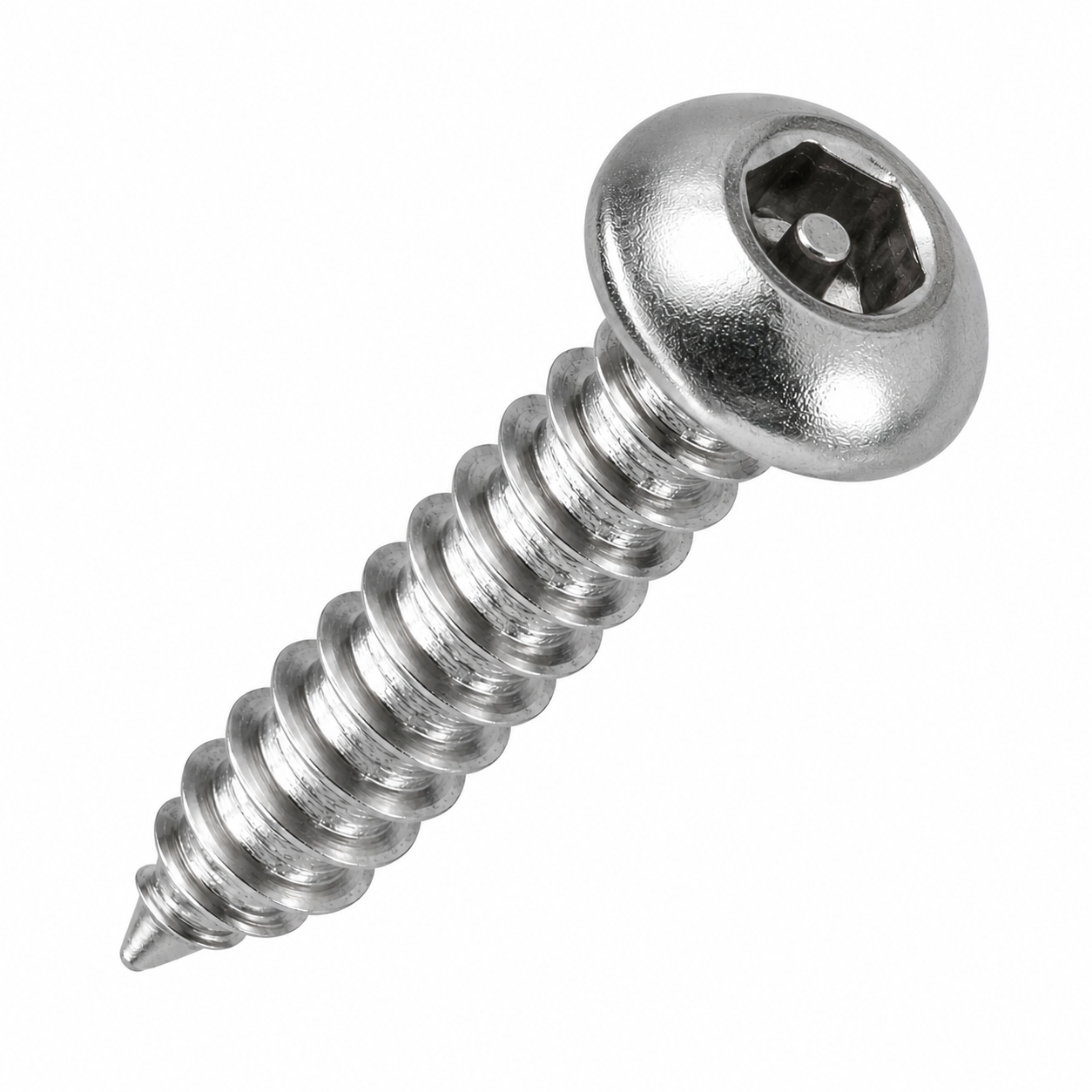 #8 X 1/2" Tamper Resistant Sheet Metal Screws | Button Head Pin-In Socket Drive | 18/8 Stainless Steel (100 / Pkg.)