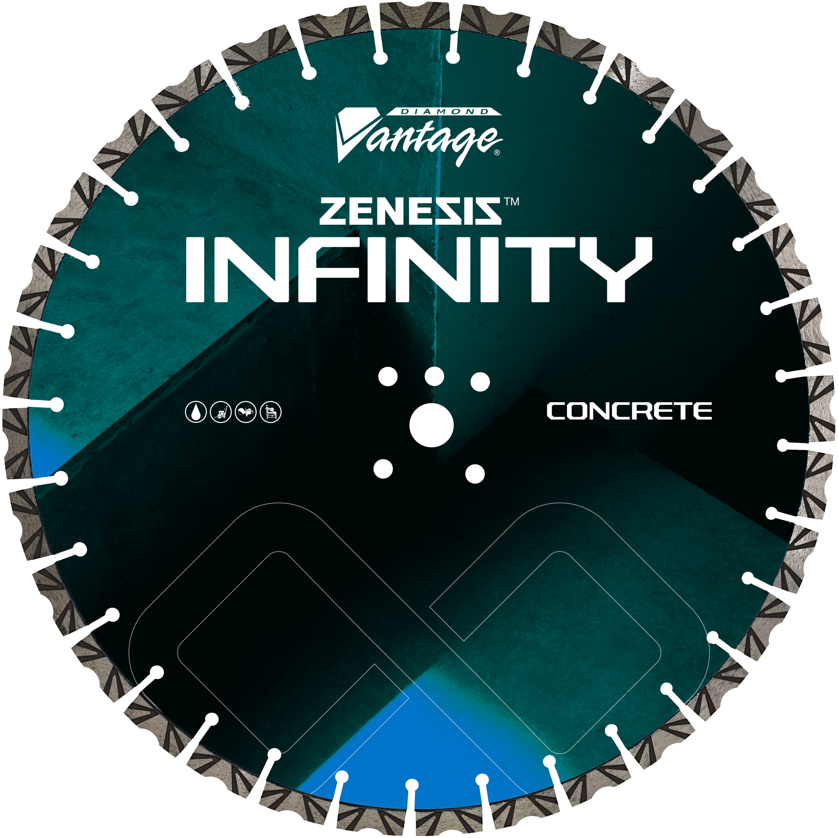 Diamond Vantage 5425INFINITY | 54" x 0.250" Walk Behind Saw Diamond Blade for Concrete | Zenesis Infinity 15mm Segments