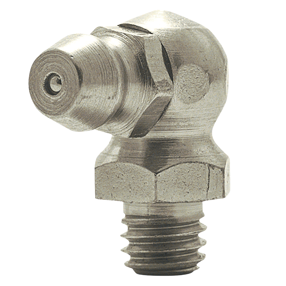 M6 x 1 90 Degree Metric Grease Fitting | Steel Zinc Yellow (200 / Bag)