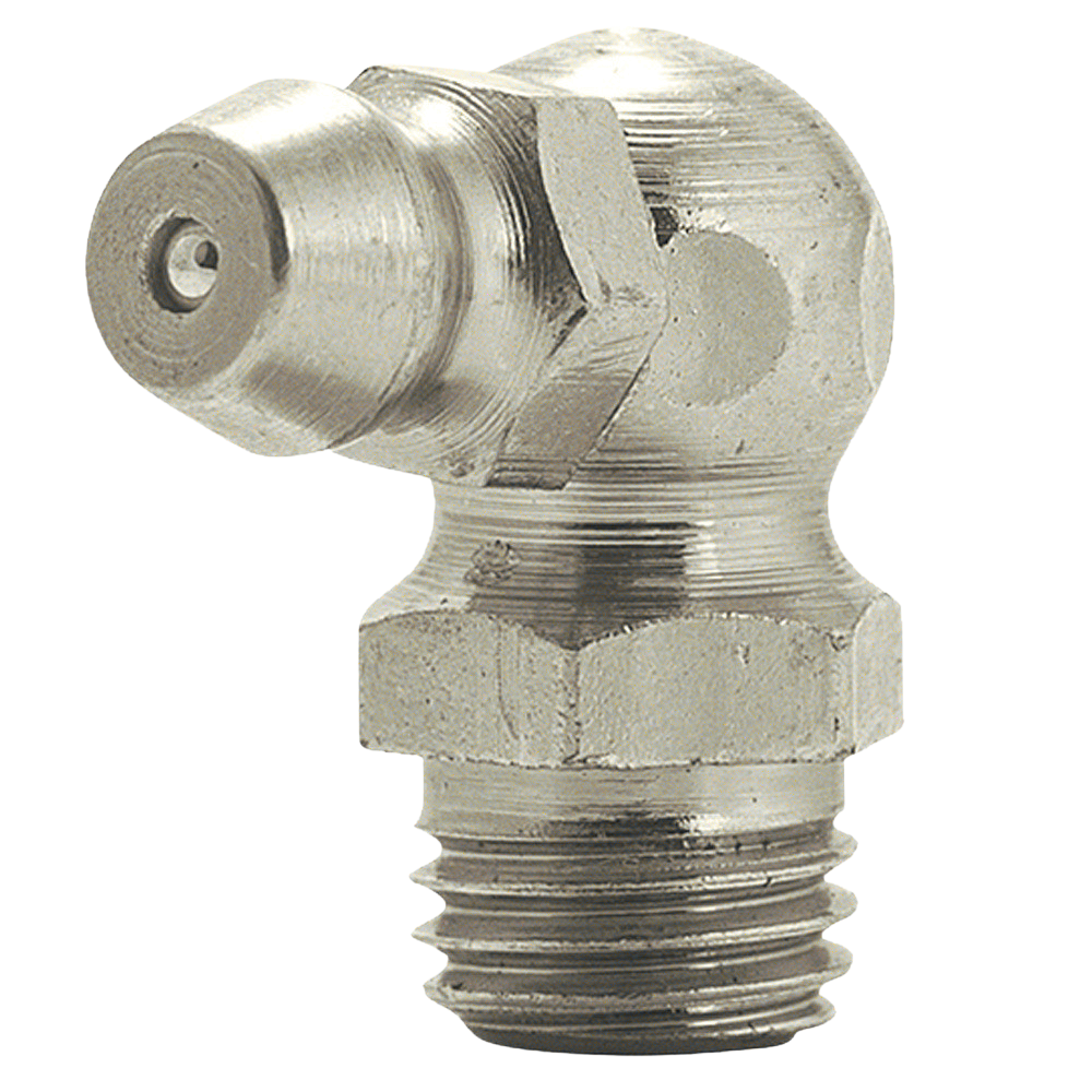 M8 x 1 90 Degree Metric Grease Fitting | Steel Zinc Yellow (200 / Bag)