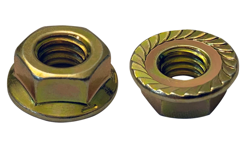[1000 BULK] Hex Flange Lock Nuts Serrated Grade 8 Steel Zinc Yellow 3/8-16