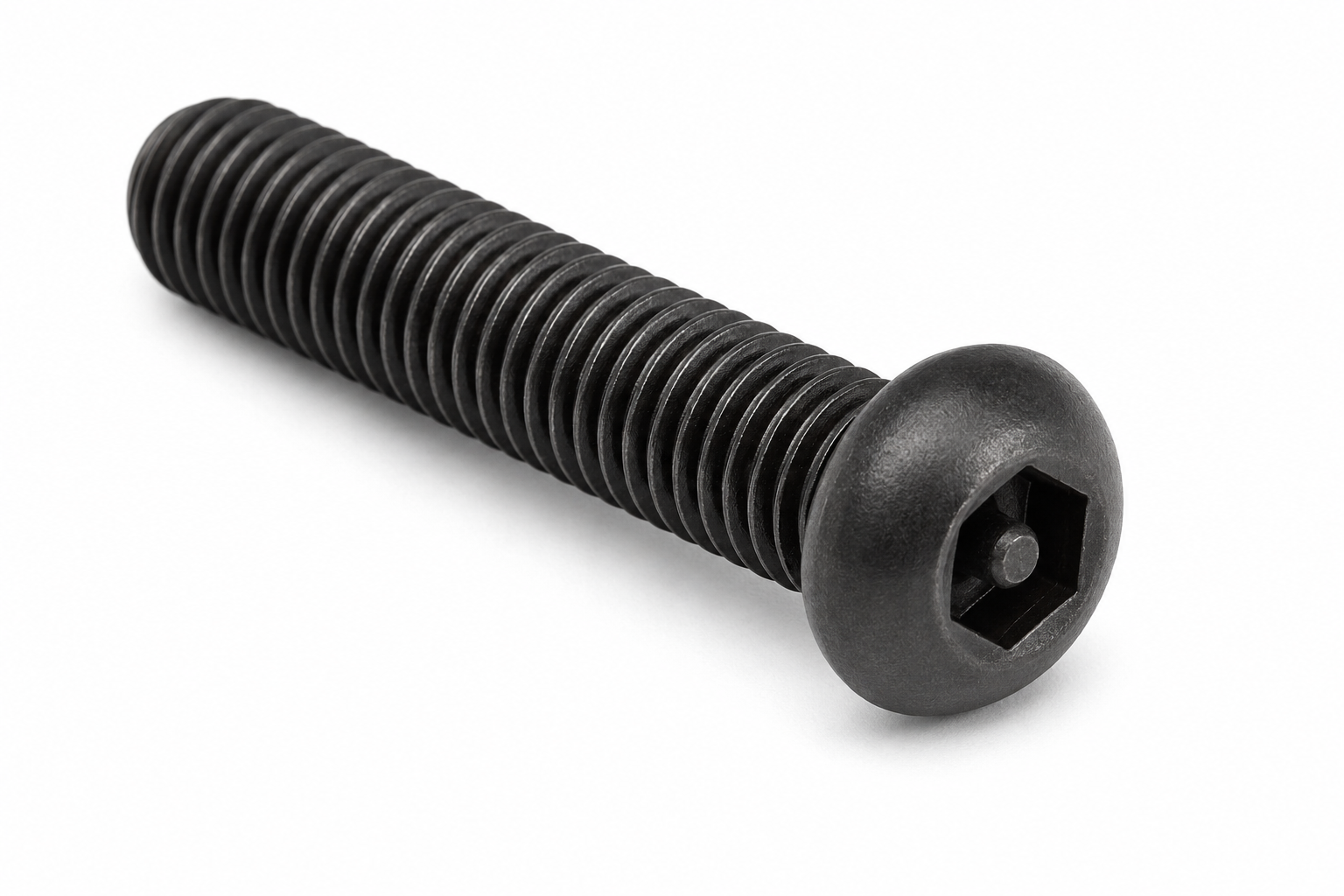 #8-32 X 3/4" Tamper Resistant Machine Screws | Button Head Pin-In Hex Socket Drive | Alloy Steel Black Oxide (100 / Pkg.)