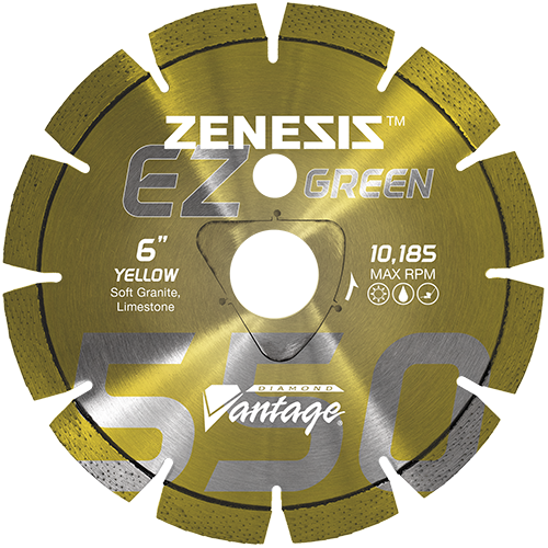 Diamond Vantage 1425EZ550Z | 14" x 0.125" Early Entry Saw Diamond Blade for Soft Aggregate/Early Entry Green Concrete/Granite/Limestone | Z550 YELLOW