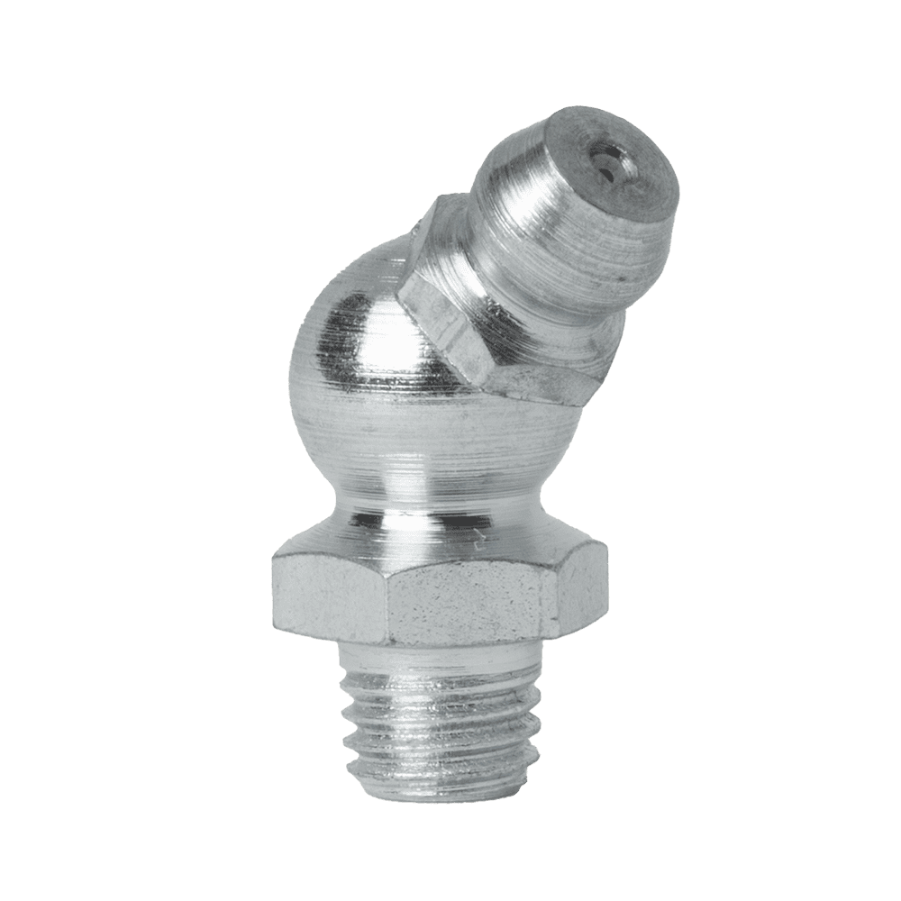 1/4-28 SAE-LT 45 Degree Grease Fitting | Steel Zinc Clear (250 / Bag)