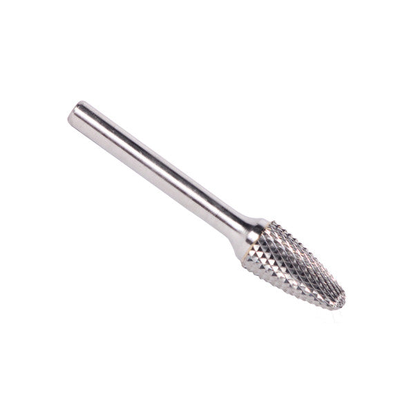 7/16" X 1" Tree Radius End Double Cut Carbide Bur | Solid Carbide | 1/4" Round Shank | DULSF4
