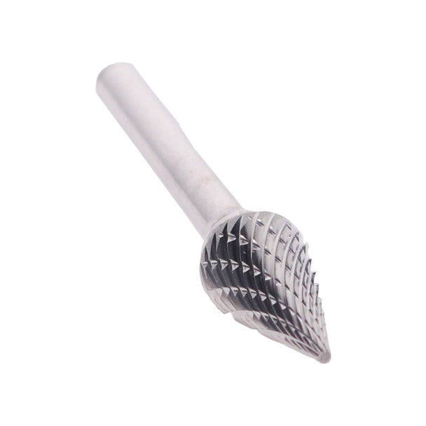 1/4" X 1-1/4" Cone Pointed End Double Cut Carbide Bur | Solid Carbide | 1/4" Round Shank | DULSM3A