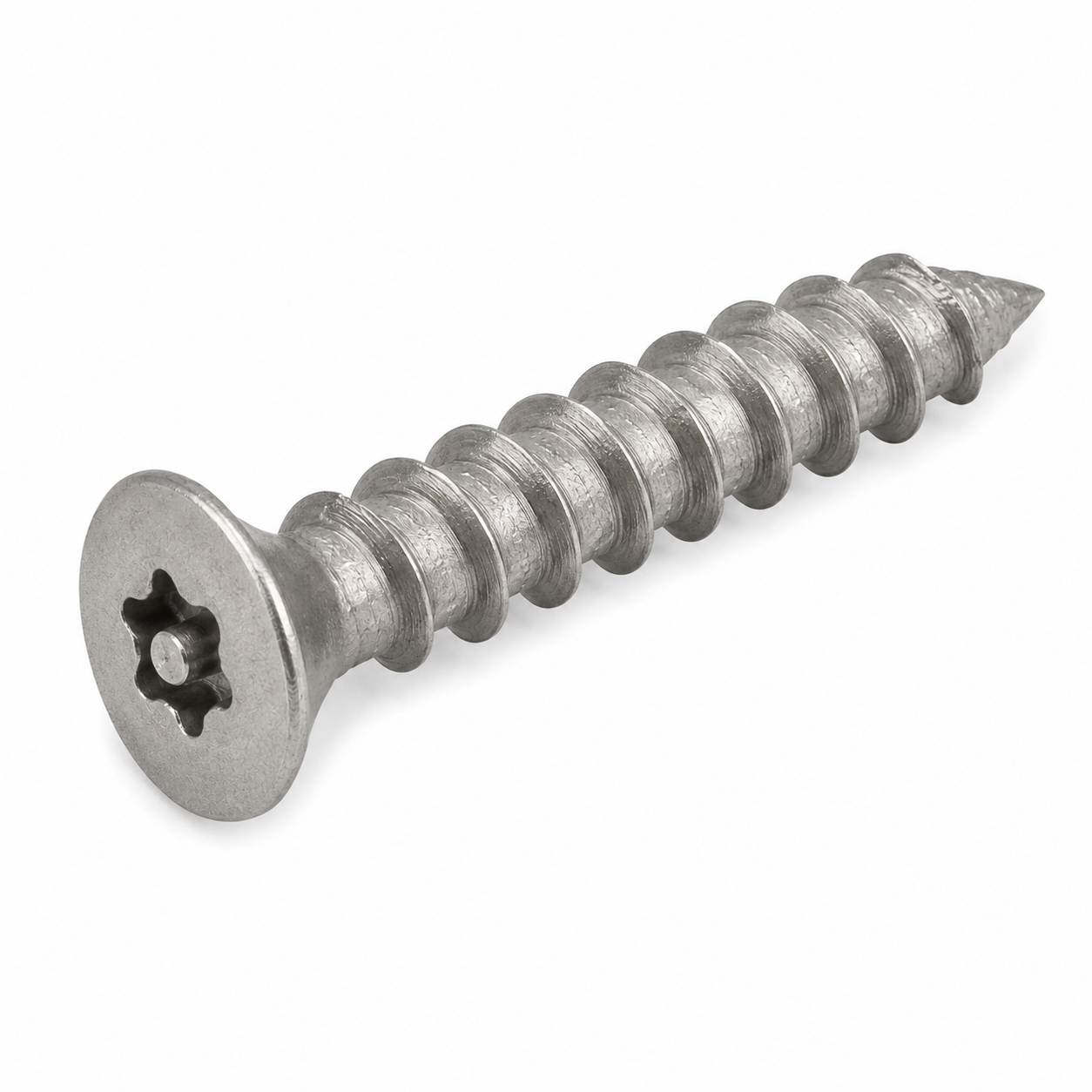 1/4" X 1-1/4" Tamper Resistant Masonry Screws | Flat Head Pin-In Six Lobe Drive | Steel Silver Guard (100 / Pkg.)