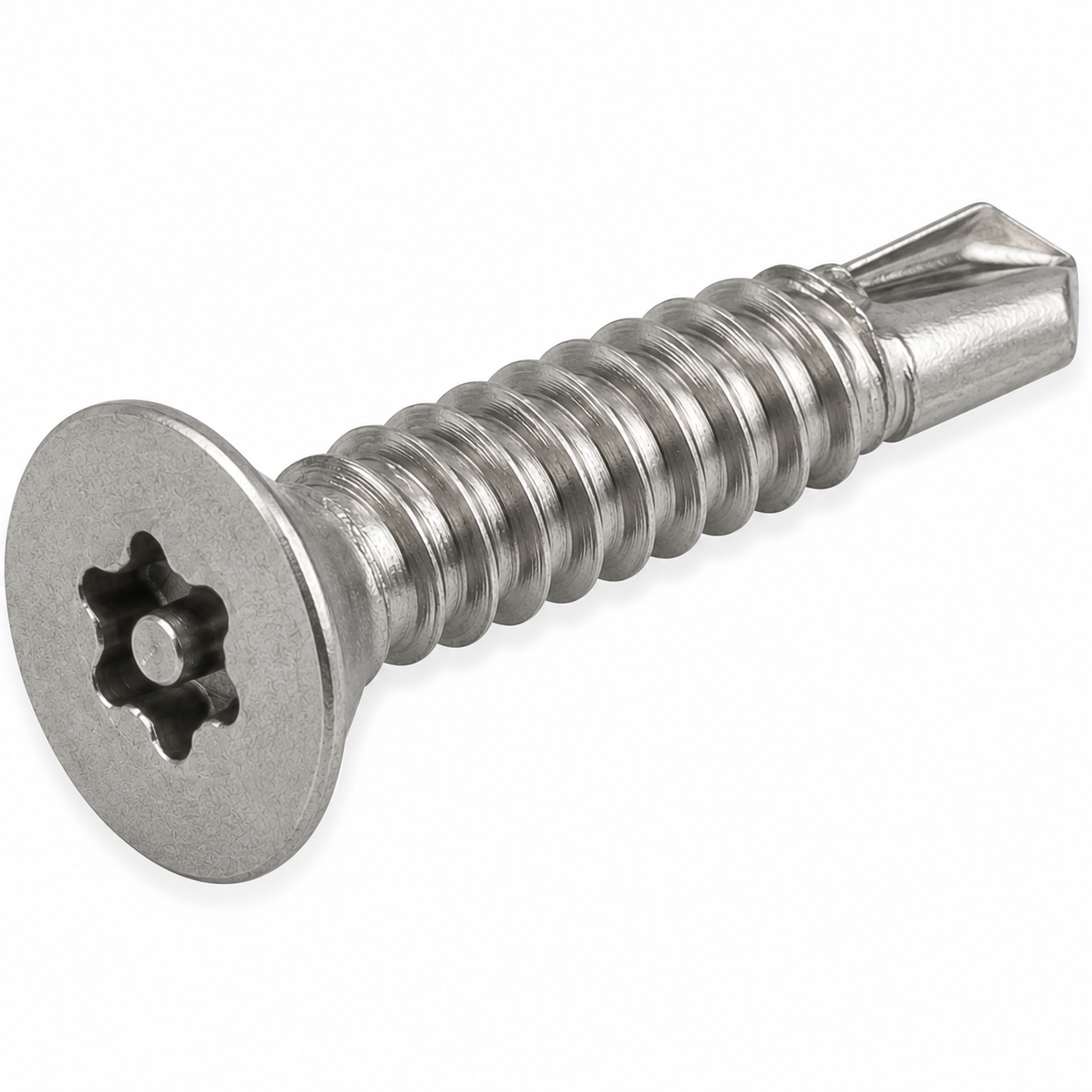 #6-20 X 1/2" Tamper Resistant Self-Drilling Screws | Flat Head Pin-In Six Lobe Drive | 410 Stainless Steel (100 / Pkg.)