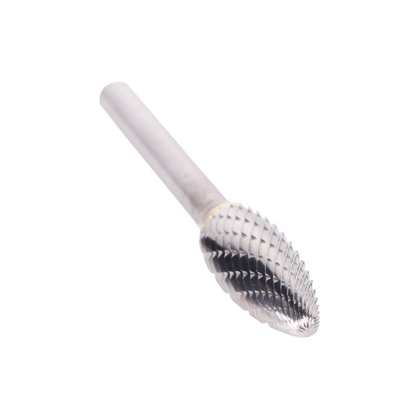 5/16" X 3/4" Flame Double Cut Carbide Bur | Solid Carbide | 1/4" Round Shank | DULSH2