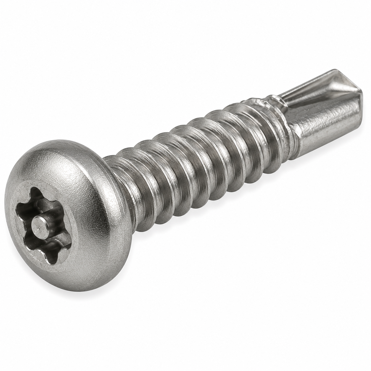 #8-18 X 1/2" Tamper Resistant Self-Drilling Screws | Pan Head Pin-In Six Lobe Drive | 410 Stainless Steel (100 / Pkg.)