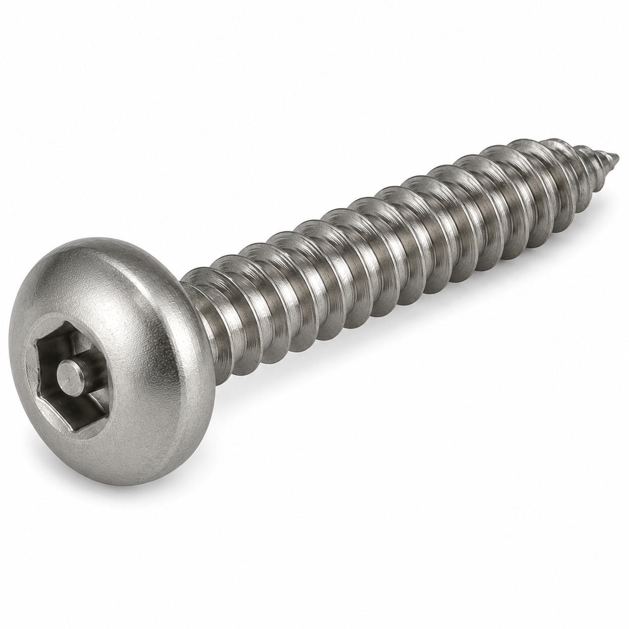 #10 X 2" Tamper Resistant Sheet Metal Screws | Button Head Pin-In Hex Socket Drive | 18/8 Stainless Steel (100 / Pkg.)