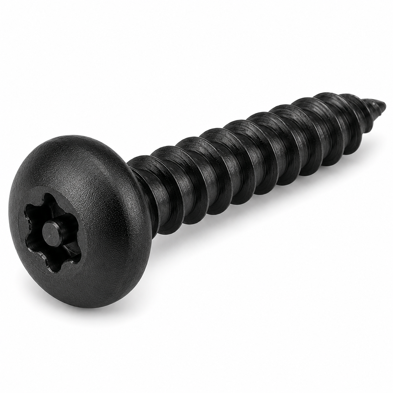 #4 X 3/8" Tamper Resistant Sheet Metal Screws | Button Head Pin-In Six Lobe Drive | Steel Black Oxide (100 / Pkg.)
