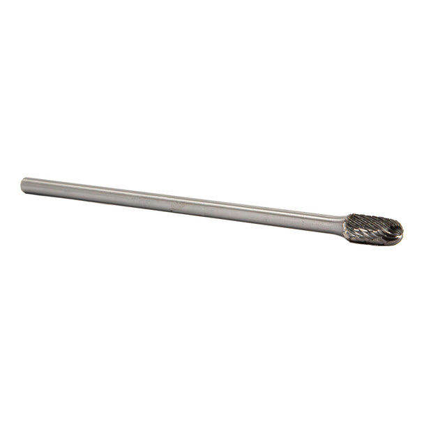 3/8" X 3/4" 6" Long Shank Cylindrical Radius End Double Cut Carbide Bur | Solid Carbide | 1/4" Round Shank | DULSC3X6