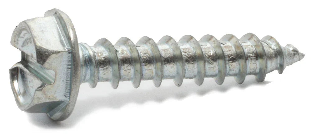 [10000 BULK] Sheet Metal Screws Type A Slotted Indented Hex Washer Head Steel Zinc Plated #6-18 X 3/4