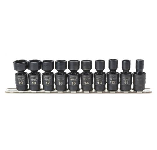 Standard Swivel Impact 6 Point Socket Set, 3/8" Drive, Made in USA, Chrome Molybdenum