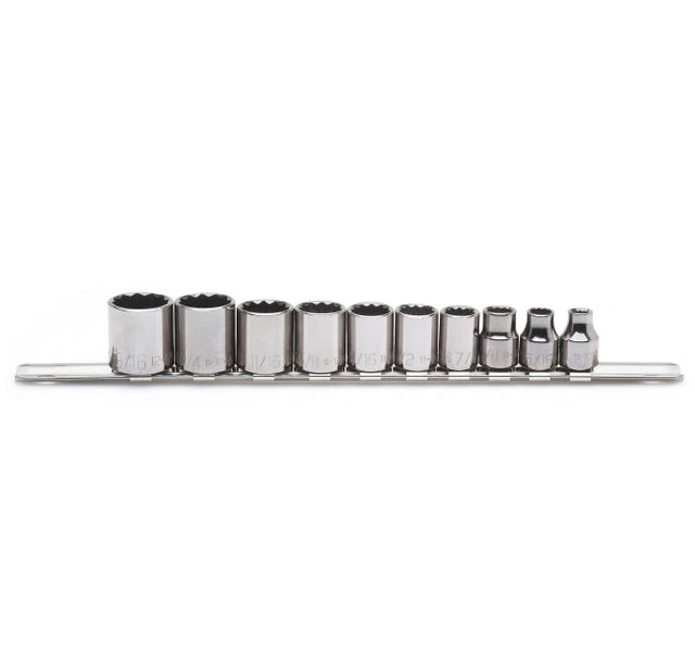 Standard 12 Point Socket Set, 3/8" Drive, Made in USA, Chrome Vanadium