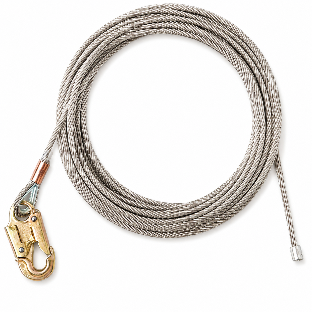 Gemtor Rope Grab | 5/16" Stainless Steel Aircraft Cable | Snaphook One End | Swaged Stop Other End