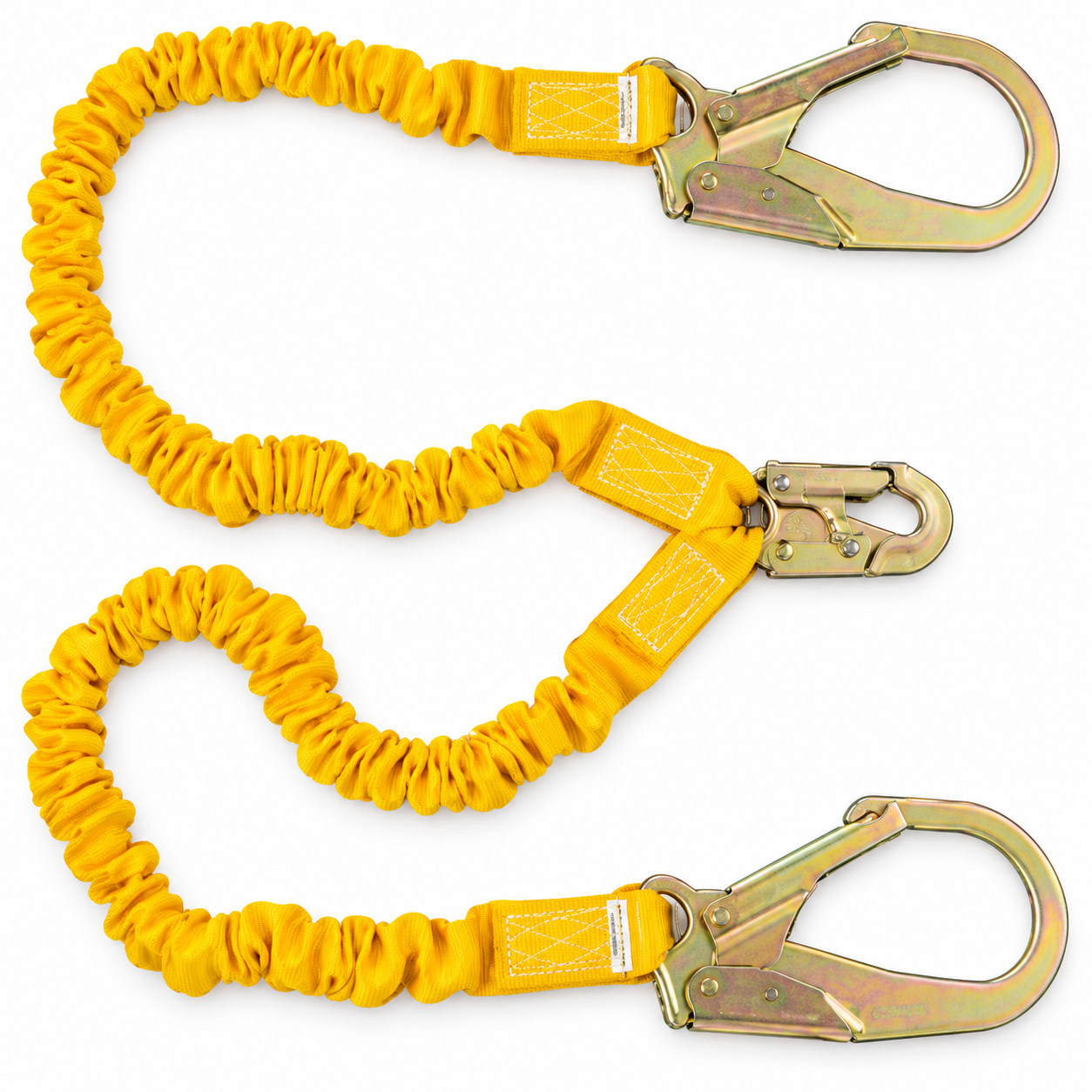 Gemtor Energy Absorbing Lanyard | 100% Tie-Off | Two Stretch Energy Absorbing Lanyards | 6' | Polyester