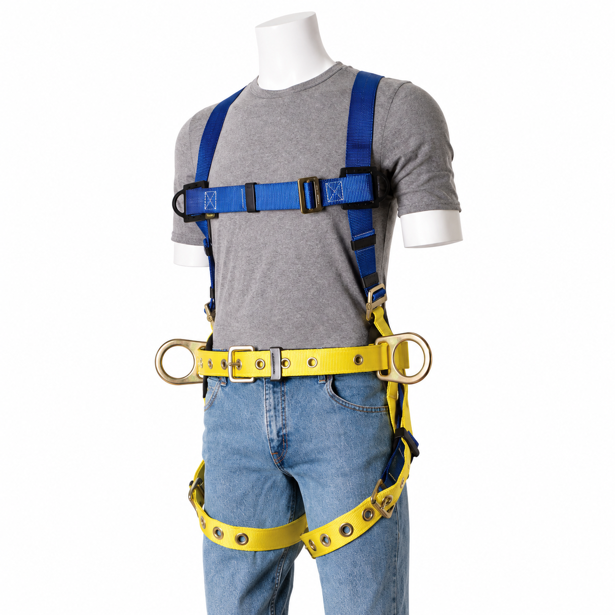 Gemtor Full Body Harness | Back D-Ring | Tongue Buckle Waist Belt/Legs | Pass-Thru Chest | Polyester