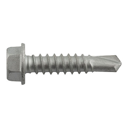 1/4-20 x 1-1/2 DeWalt AlumiFlex Self-Drilling Screw | Indented Hex Washer Head | Point Type 4 | 410 Stainless Steel | DFSEAH880 (100/Pkg.)