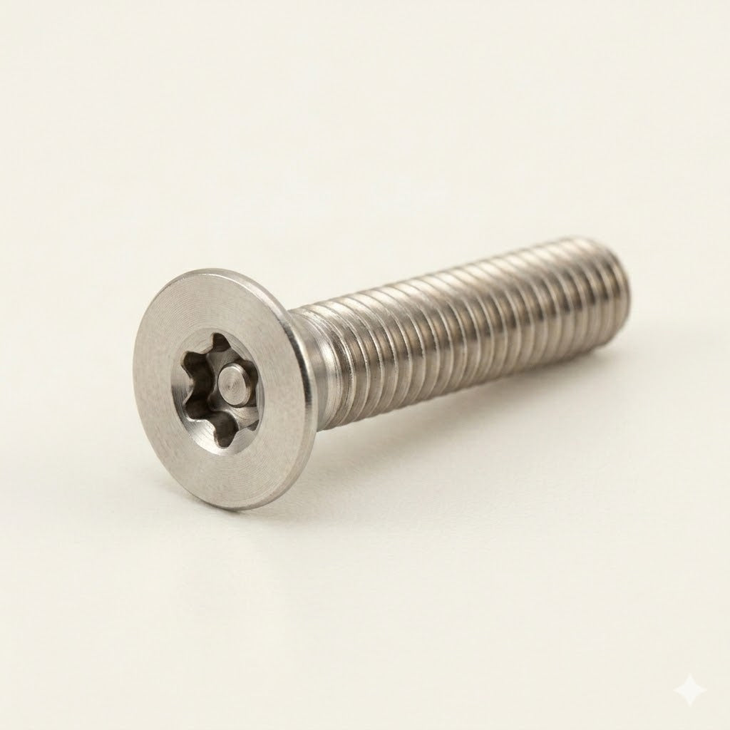 #6-32 X 5/16" Tamper Resistant Machine Screws | Flat Undercut Head | Pin-In Six Lobe Drive | Steel Zinc Plated (100/Pkg.)