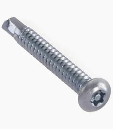 #10 X 1-1/2" Tamper Resistant Self-Drilling Screws | Button Head | Pin-In Six Lobe Drive | Steel Trivalent Zinc Plated (100/Pkg.)