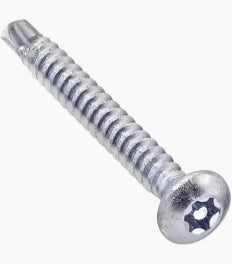 #6 X 1-1/4" Tamper Resistant Self-Drilling Screws | Oval Head | Pin-In Six Lobe Drive | Steel Zinc Plated (100/Pkg.)