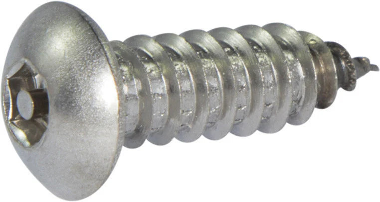 #10 X 2" Tamper Resistant Sheet Metal Screws | Button Head Pin-In Hex Socket Drive | 18/8 Stainless Steel (100 / Pkg.)