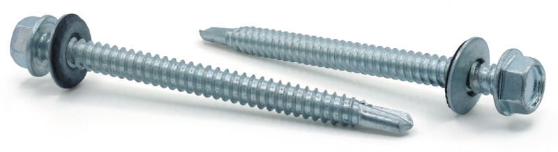 #12-14 X 1-1/2" Hex Washer Self-Drill Screws w/ EPDM Washer | Indented Hex Washer Head | Unslotted | 410 Stainless Steel (100 / Pkg.)