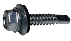 #8-18 X 3/4" Indented Hex Washer Self-Drilling Screws with Bonded EPDM Washer in Steel 1000 Hr Salt Spray