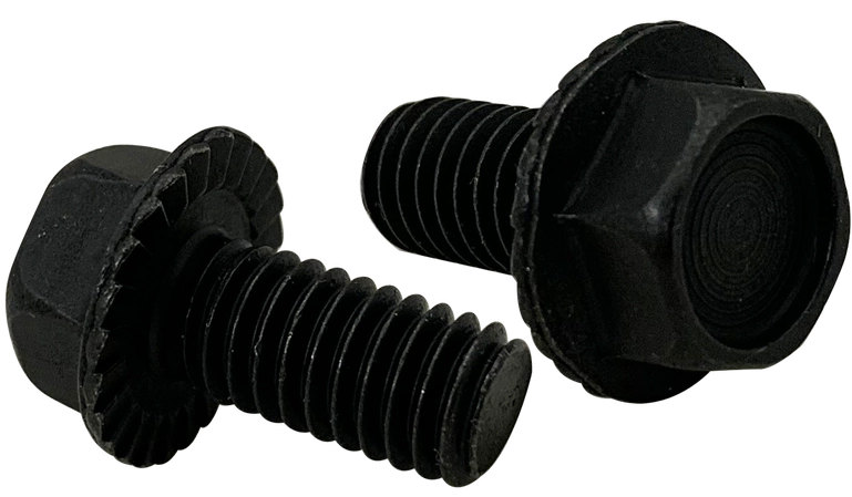 Flange Bolts, Serrated Hex Washer Head, Case Hardened Steel Black Oxide