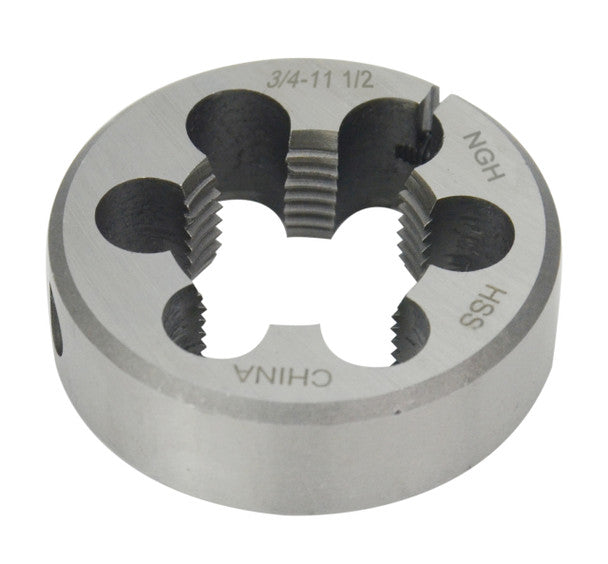 [1 PC] HSS NGH Garden Hose Round Die | 3/4"-11-1/2 | 2" OD | Uncoated (Bright) | Inch