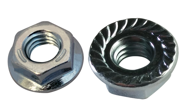 3/8"-16 Lock Nuts | Serrated | Flange | Grade 5 Steel Clear Zinc (1000 / Pkg.)