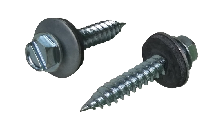 #10 X 3/4" Slotted Hex Washer Self-Piercing Screws with Bonded EPDM Washer in Steel Zinc
