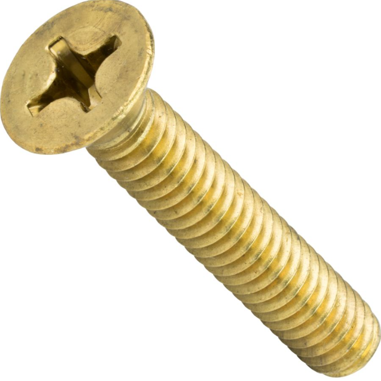 1/4-20 X 3" Flat Head Machine Screws | Phillips Drive | Brass (100 / Pkg.)