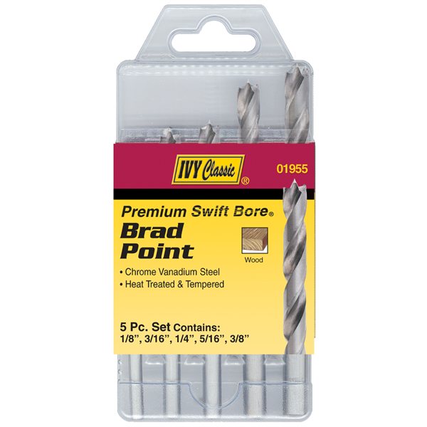 Ivy Classic 01955 5 Pc. Brad Point Drill Bit Set
