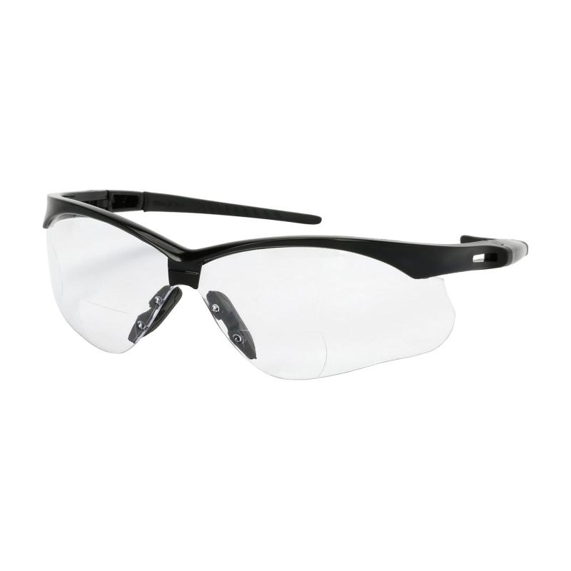 PIP Anser™ Clear Anti-Scratch/Fog Coated Lens Black Temple Frame Semi-Rimless Safety Readers Glasses - +2.00 Diopter