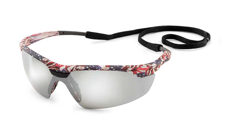 Gateway Safety Conqueror® Silver Mirror Lens Old Glory Camo Frame Safety Glasses - 10 Pack