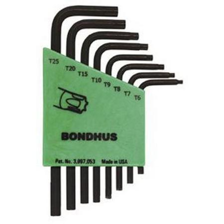 Bondhus 31732, Set 8 Star L-Wrenches - Short Arm Style - T6 - T25