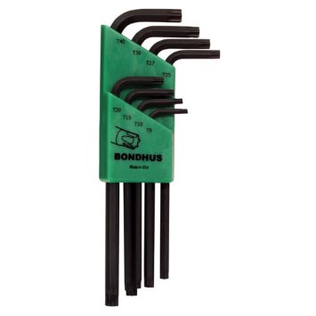 Bondhus 31834, Set 8 Star L-Wrenches - Long Arm Style - T9 - T40