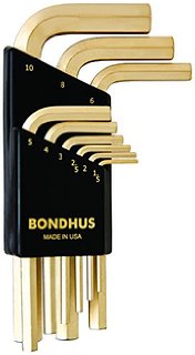Bondhus 39195, Set 15 GoldGuard Plated Hex L-Wrenches 1.27 - 10mm - Long