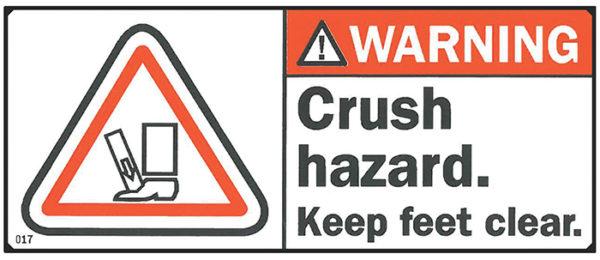 Decal, WARNING: Crush Hazard, 4.25? x 1.75