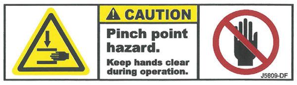 Decal, JetGo, CAUTION: Pinch Point Hazard, 4.75? x 1.375